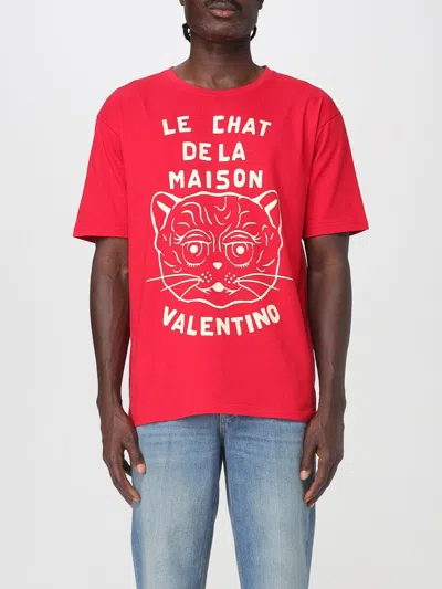 Valentino Garavani T-shirt With Le Chat De La Maison Print In Red