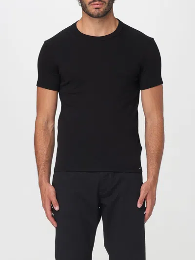 Tom Ford Regular Fit Black T-shirt With Classic Crew Neckline In Black