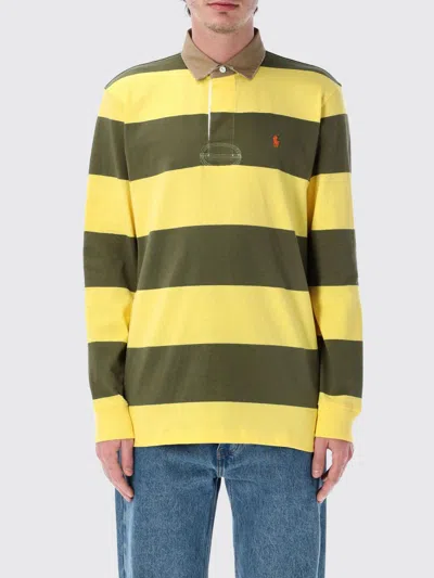 Polo Ralph Lauren Classic Fit Khaki-collar Rugby Shirt In Yellow