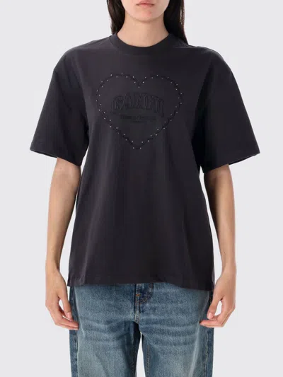 Ganni Embroidered Oversized T In Blue