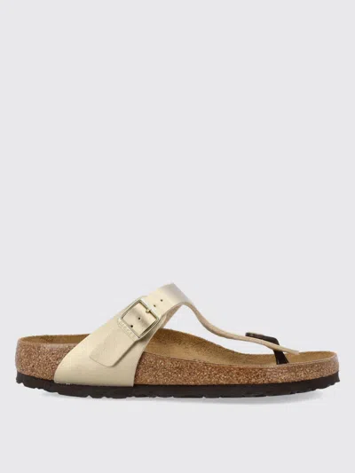 Birkenstock Infradito Gizeh In Nabuk Ecru In Gold