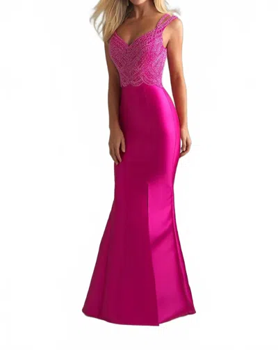 Madison James Mikado Trumpet Prom Dress In Fuchsia