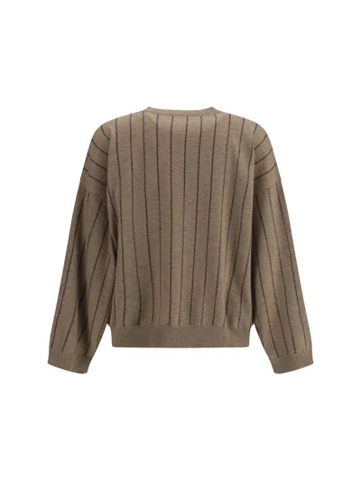 Brunello Cucinelli Women Sweater With Sequins In Brown