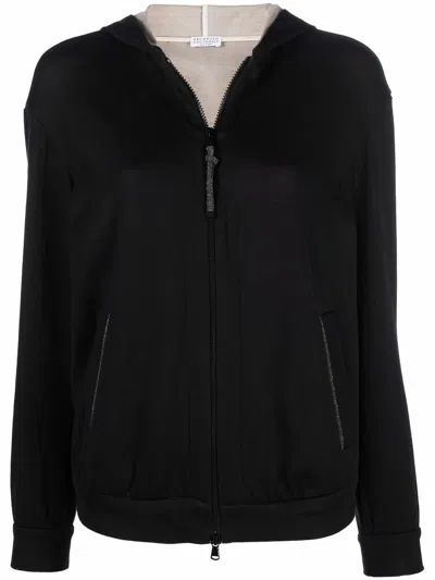 Brunello Cucinelli Women Sweatshirt With Monili In Black