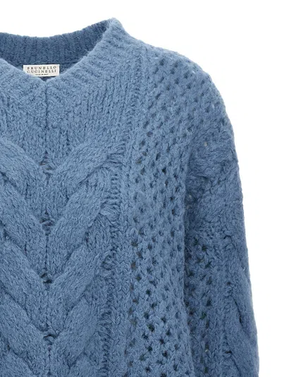 Brunello Cucinelli Alpaca-wool Irish Cable Knit V-neck Sweater