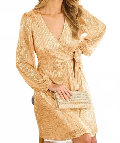 Vine & Love Bradshaw Sequin Dress In Gold In Gold
