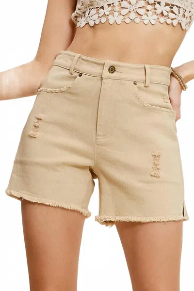 La Miel Wash High Rise Denim Shorts In Sand Mineral