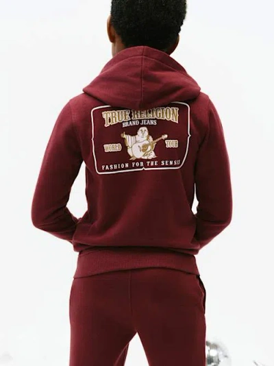 True Religion Boys World Tour Logo Zip Hoodie In Red