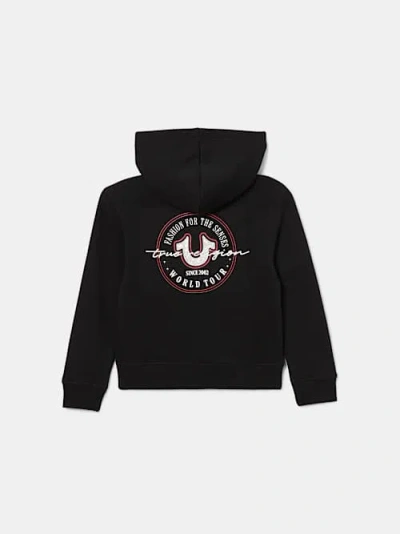 True Religion Girls Glitter Logo Zip Hoodie In Black