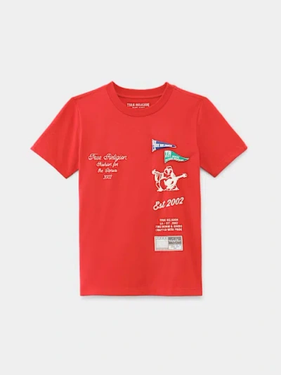 True Religion Boys Buddha Collegiate Logo T-shirt In Red