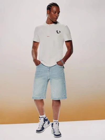 True Religion Vinny Super T Flap Ultra Baggy Short In Blue