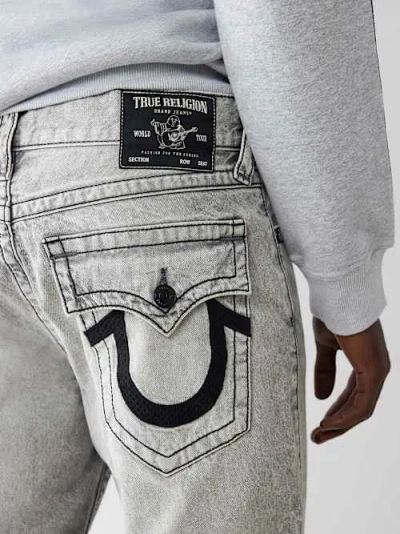 True Religion Men's Ricky Mesh Embroidered Horseshoe Straight Jean In Blue