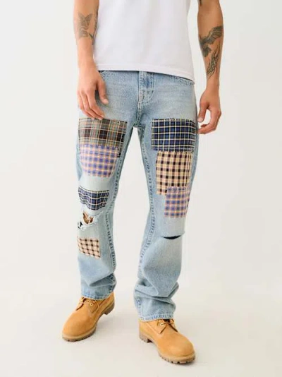 True Religion Men's Ricky Big T Patchwork Applique Straight Jean In Blue