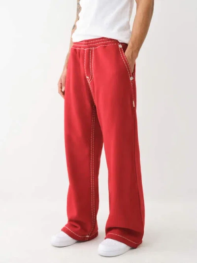 True Religion Super T Fleece Sweat Pant In Red