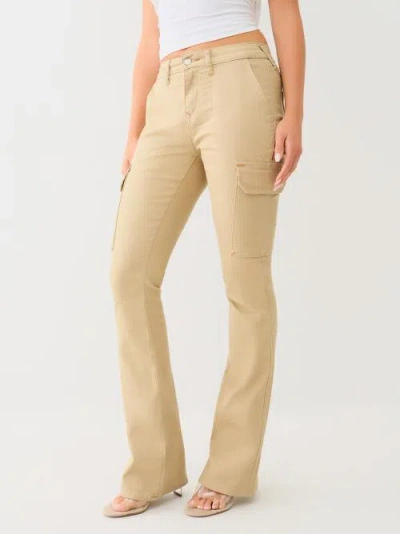 True Religion Women's Cargo Single Needle Bootcut Pant In Brown