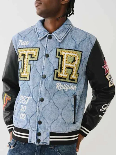 True Religion Long-sleeved Denim Coat In Blue