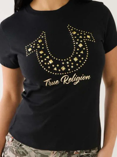 True Religion Women's Studded Horseshoe T-shirt In Black
