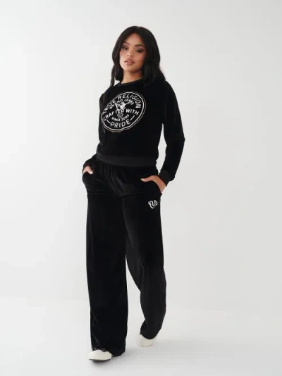 True Religion Women's Velour Crystal Sweatshirt In Black