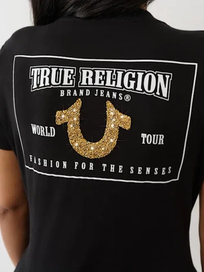 True Religion Women's Crushed Crystal Horseshoe T-shirt