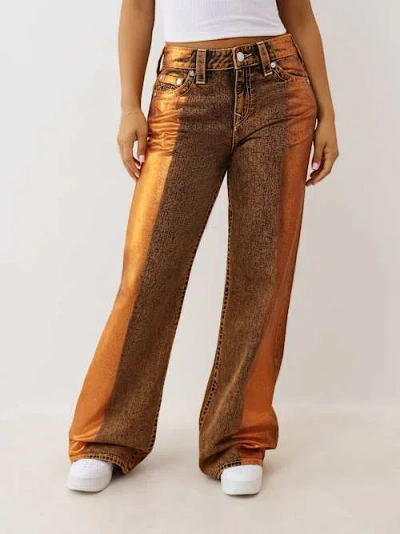 True Religion Women's Bobbi Orange Foil Baggy Jean In Brown