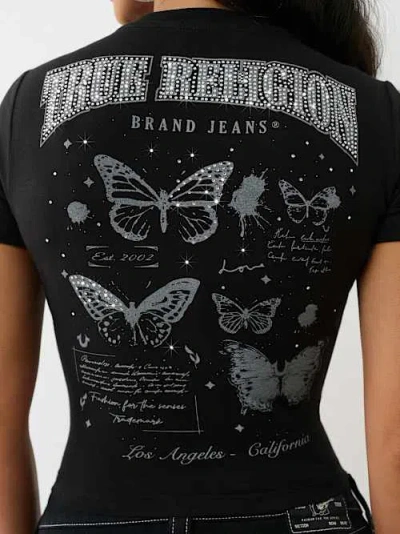 True Religion Women's Crystal Butterfly Baby T-shirt
