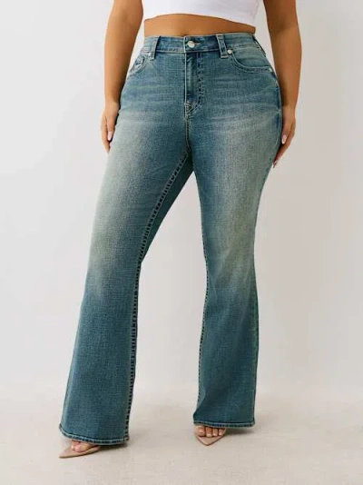 True Religion Women's Plus Becca Mid Rise Bootcut Jean In Blue