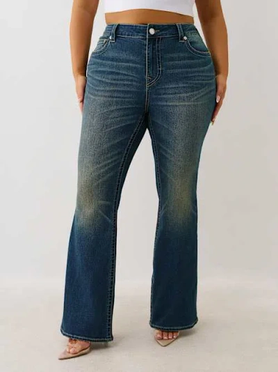 True Religion Women's Plus Becca Mid Rise Bootcut Jean In Blue