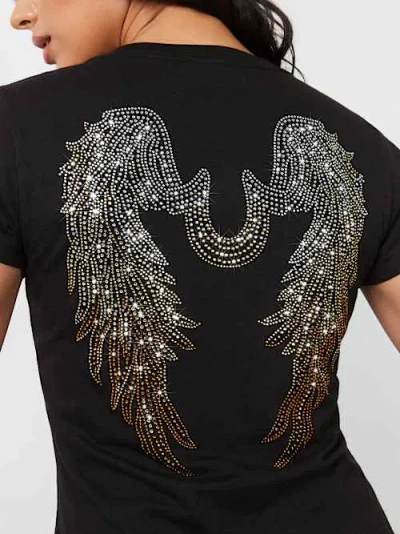 True Religion Women's Crystal Wing Horseshoe T-shirt