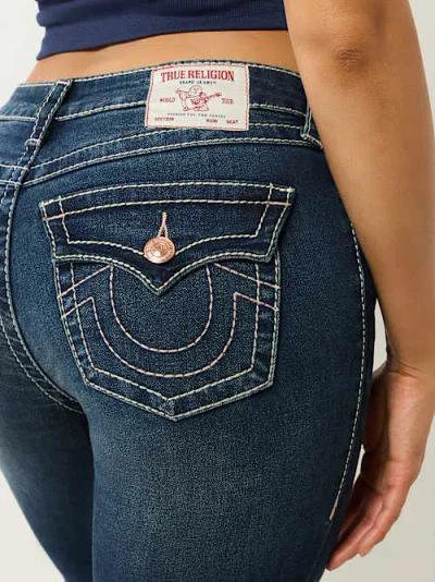 True Religion Women's Becca Mid Rise Big T Bootcut Jean In Blue