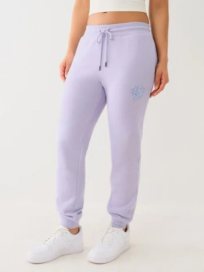 True Religion Women's Crystal Logo Classic Jogger In Purple