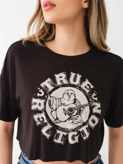 True Religion Women's Buddha Logo Crop T-shirt In Black