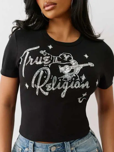 True Religion Women's Crystal Buddha Baby T-shirt In Black