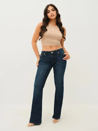 True Religion Women's Joey Mid Rise Flap Flare Jean In Blue