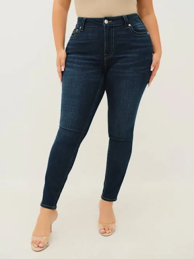 True Religion Women's Plus Jennie High Rise Curvy Skinny Jean In Blue