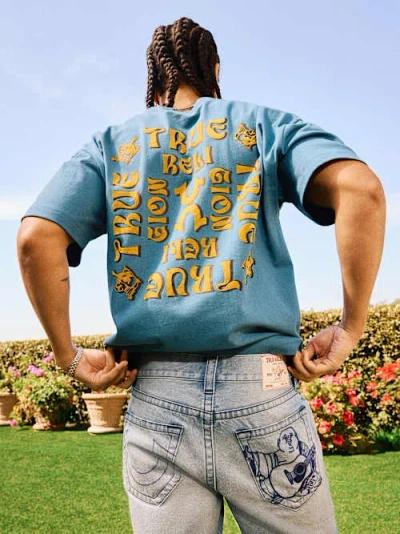 True Religion Men's Flocked Logo Oversized T-shirt