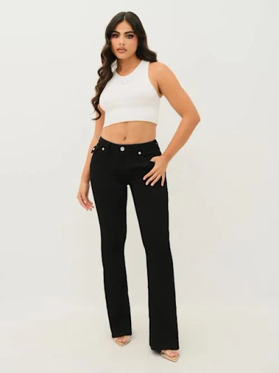 True Religion Women's Joey Mid Rise Flap Flare Jean In Black