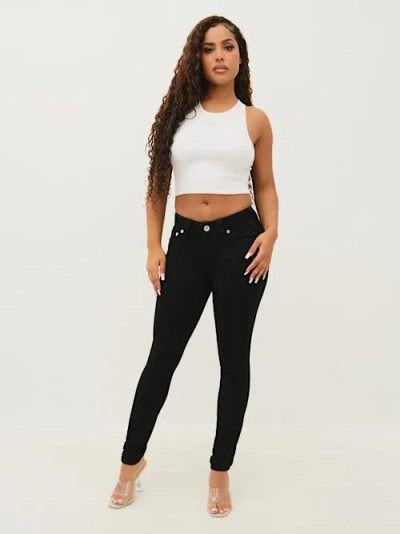 True Religion Women's Jennie Mid Rise Curvy Skinny Jean In Black
