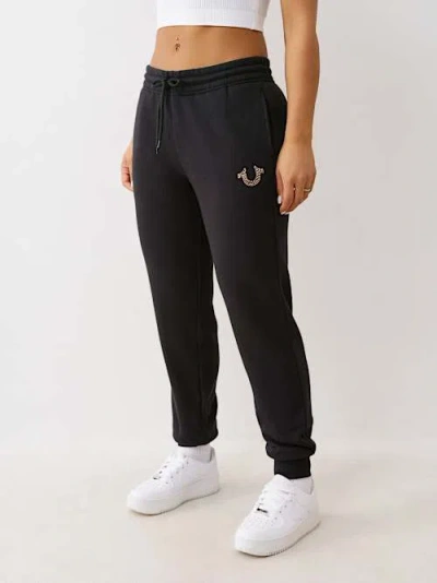 True Religion Women's Crystal Horseshoe Jogger In Black