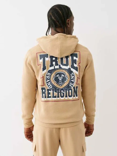 True Religion Studded Retro Logo Zip Hoodie In Metallic