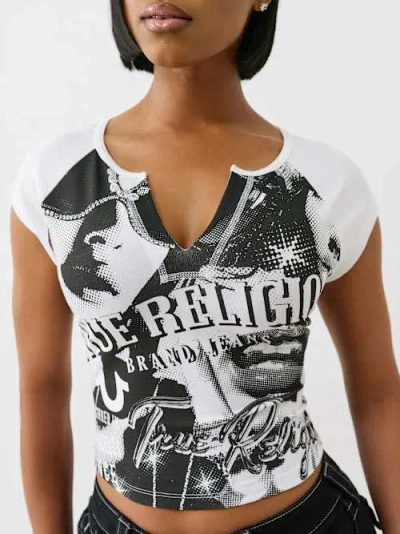 True Religion Women's Paparazzi V Notch T-shirt In Multi