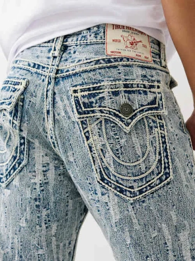 True Religion Men's Ricky Ultra Distressed Rope Stitch Straight Jean In Blue