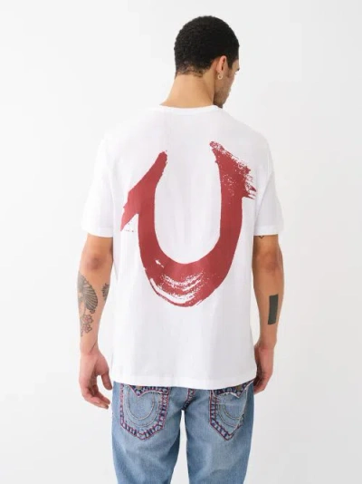 True Religion Men's Painted Horseshoe Relaxed T-shirt In White