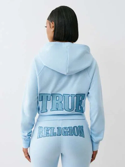 True Religion Women's Embroidered Terry V Notch Hoodie