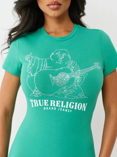 True Religion Women's Crystal Buddha T-shirt In Green