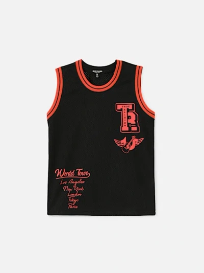 True Religion Boys World Tour Mesh Tank Top In Black