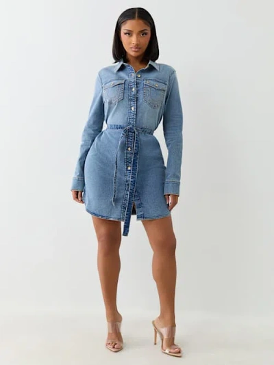 True Religion Women's Georgia Shirt Dress In Blue