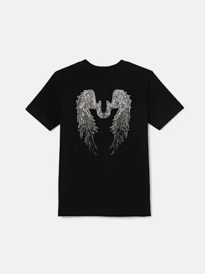 True Religion Girls Crystal Angel Wings T-shirt In Black