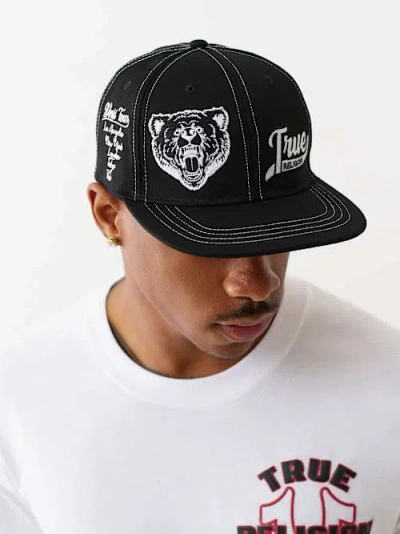 True Religion True Bear Flat Brim Cap In Black