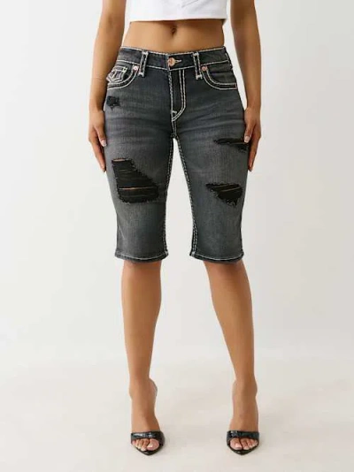 True Religion Women's Riley Distressed Super T Bermuda Short In Multi