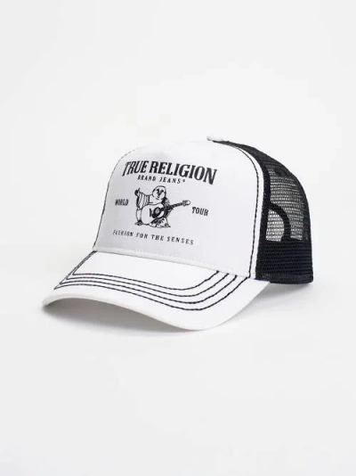 True Religion Buddha Trucker Hat In White